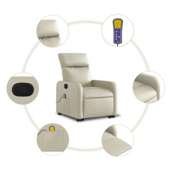 Fauteuil inclinable de massage Crème Similicuir