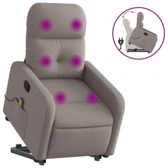 Fauteuil inclinable de massage Taupe Tissu