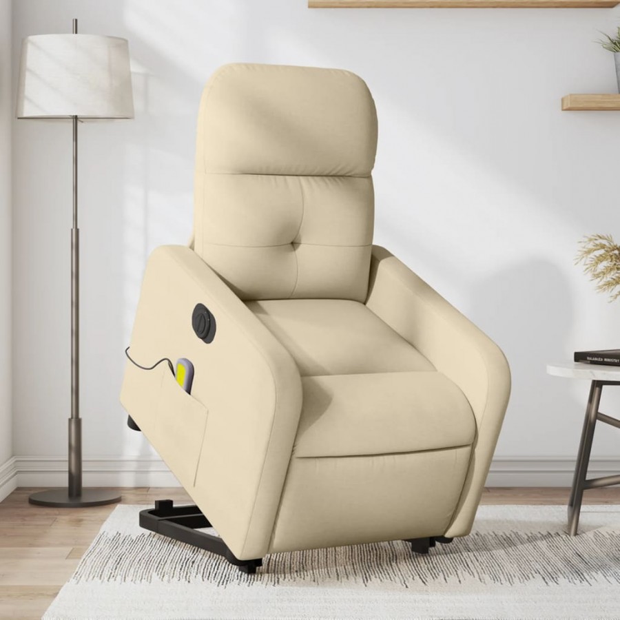 Fauteuil inclinable de massage électrique Crème Tissu