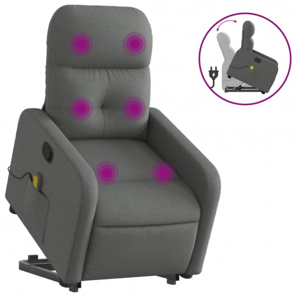 Fauteuil de massage inclinable Gris foncé Tissu