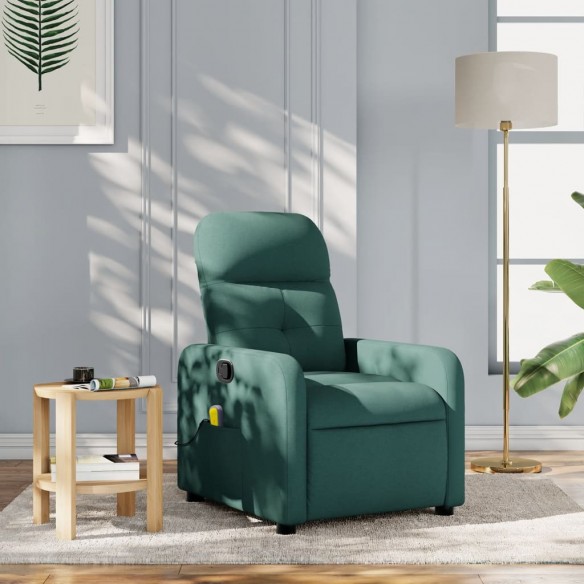 Fauteuil de massage inclinable Vert foncé Tissu