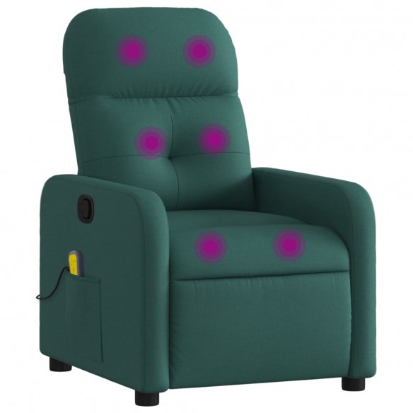 Fauteuil de massage inclinable Vert foncé Tissu