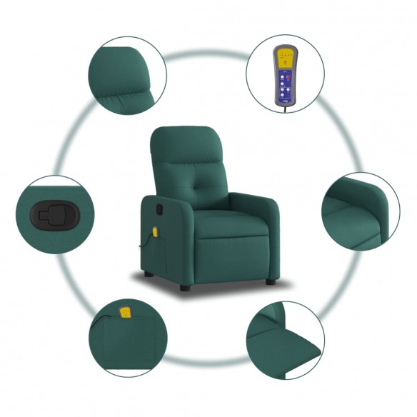 Fauteuil de massage inclinable Vert foncé Tissu