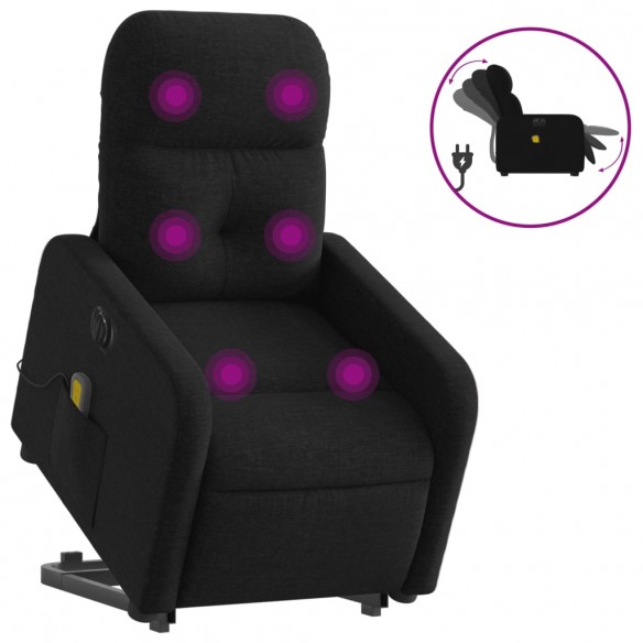 Fauteuil inclinable de massage électrique Noir Tissu