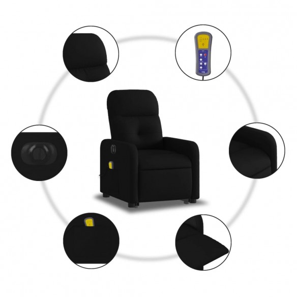 Fauteuil inclinable de massage électrique Noir Tissu