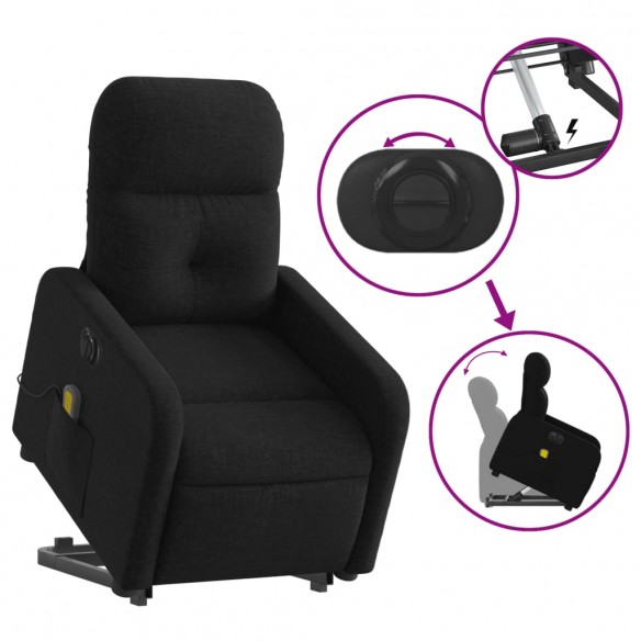 Fauteuil inclinable de massage électrique Noir Tissu