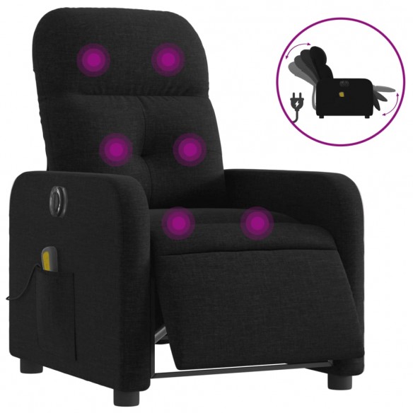 Fauteuil de massage inclinable électrique Noir Tissu