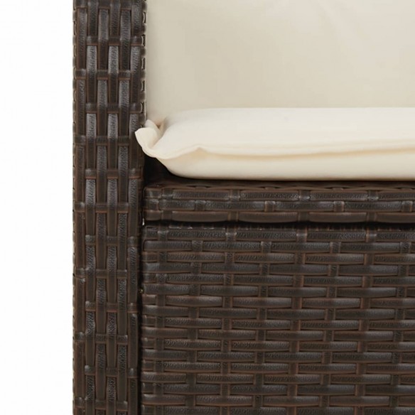 Banc inclinable de jardin avec coussins marron résine tressée