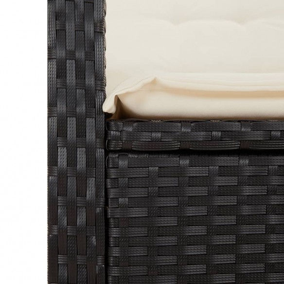 Banc inclinable de jardin avec coussins noir résine tressée