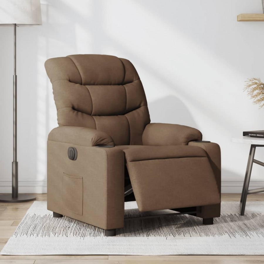 Fauteuil inclinable électrique Marron Tissu