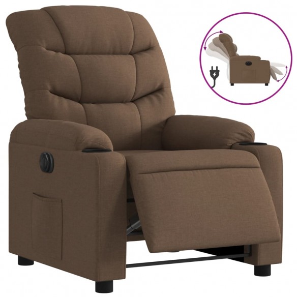 Fauteuil inclinable électrique Marron Tissu