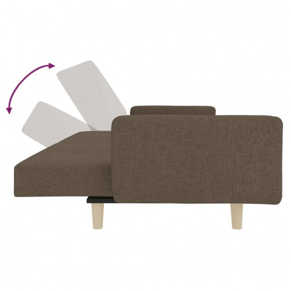 Canapé-lit à 2 places avec deux oreillers taupe tissu