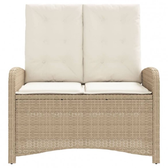 Banc inclinable de jardin avec coussins beige résine tressée