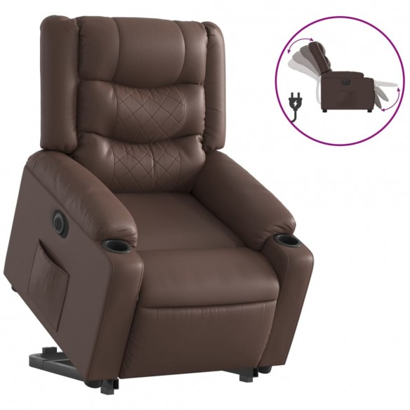 Fauteuil inclinable électrique marron similicuir