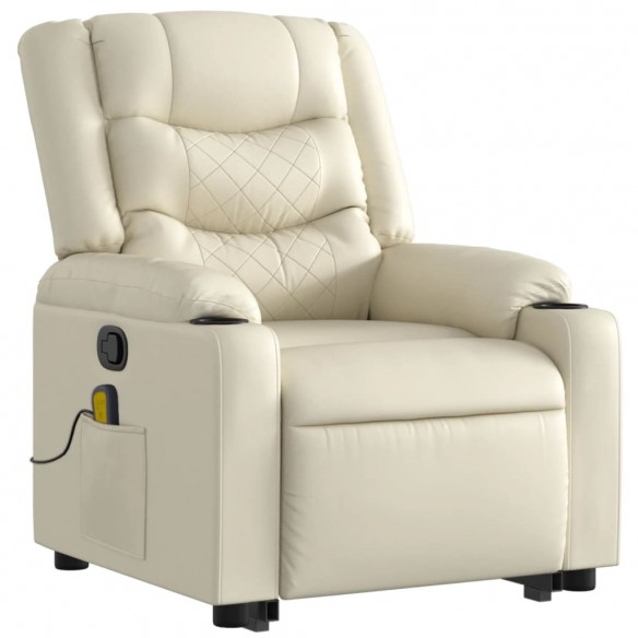 Fauteuil inclinable de massage Crème Similicuir