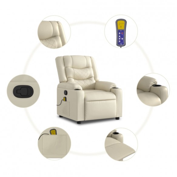 Fauteuil inclinable de massage Crème Similicuir