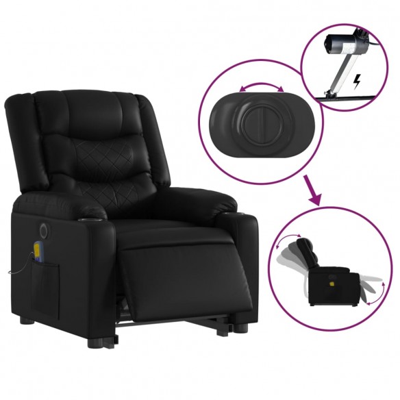 Fauteuil inclinable de massage électrique noir similicuir