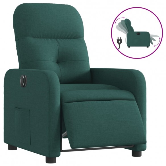 Fauteuil inclinable électrique Vert foncé Tissu