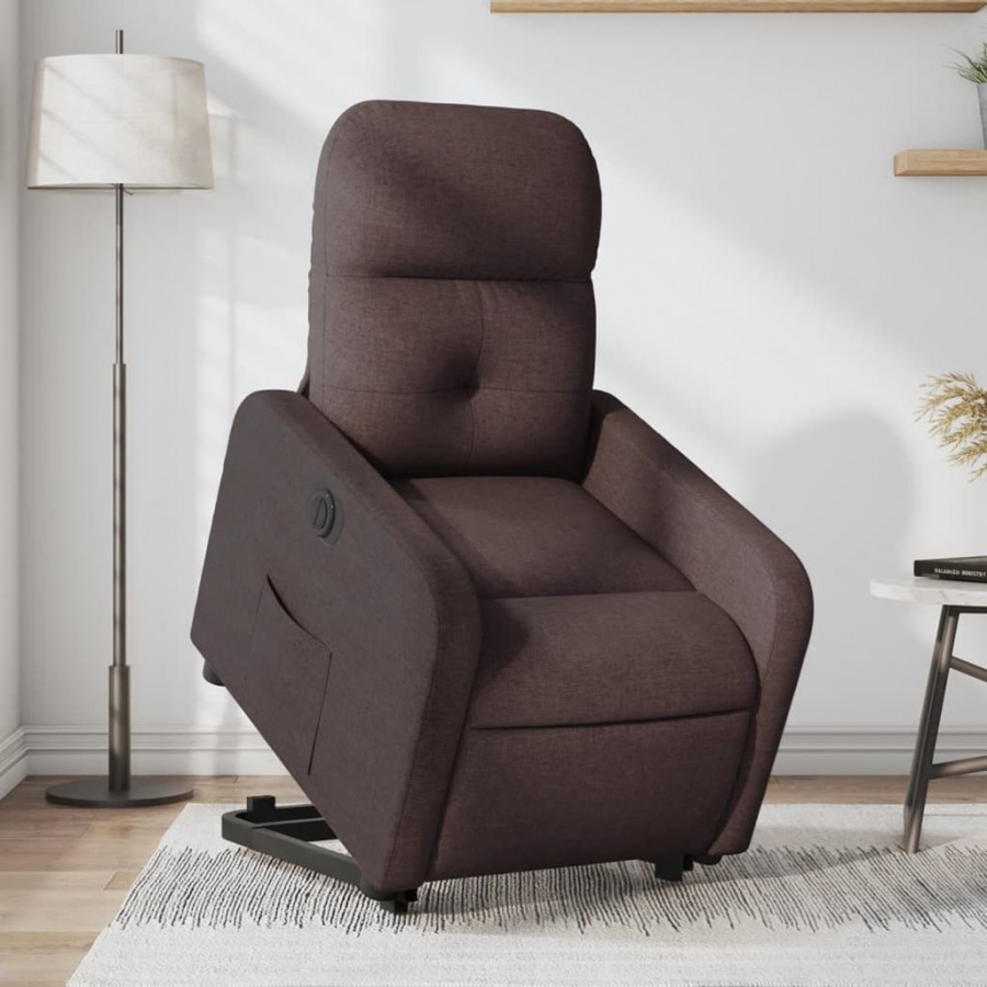 Fauteuil inclinable électrique marron foncé tissu