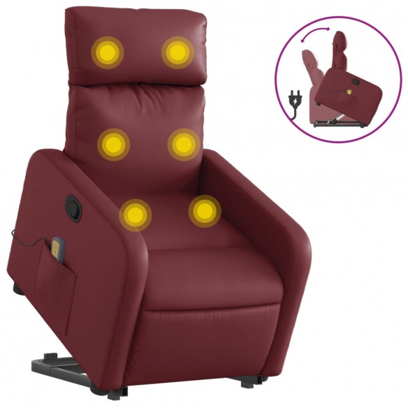 Fauteuil inclinable de massage Rouge bordeaux Similicuir