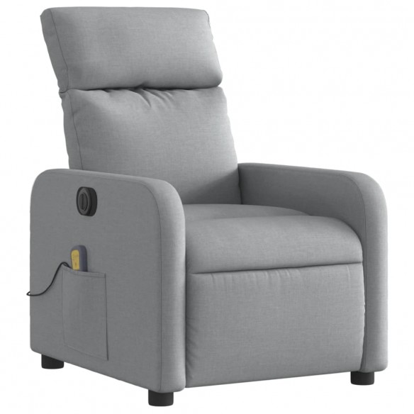 Fauteuil de massage inclinable électrique gris clair tissu