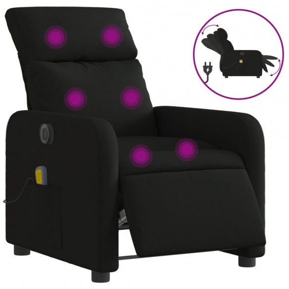 Fauteuil de massage inclinable électrique Noir Tissu