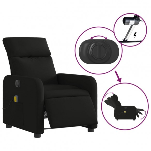 Fauteuil de massage inclinable électrique Noir Tissu