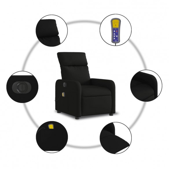 Fauteuil de massage inclinable électrique Noir Tissu