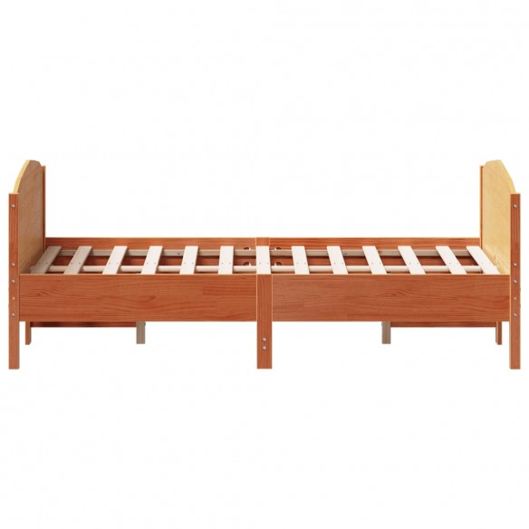 Cadre de lit et tête de lit cire marron 140x200 cm bois de pin