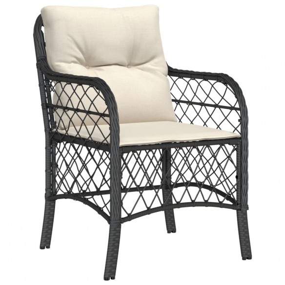 Chaises de jardin avec coussins 2 pcs noir résine tressée