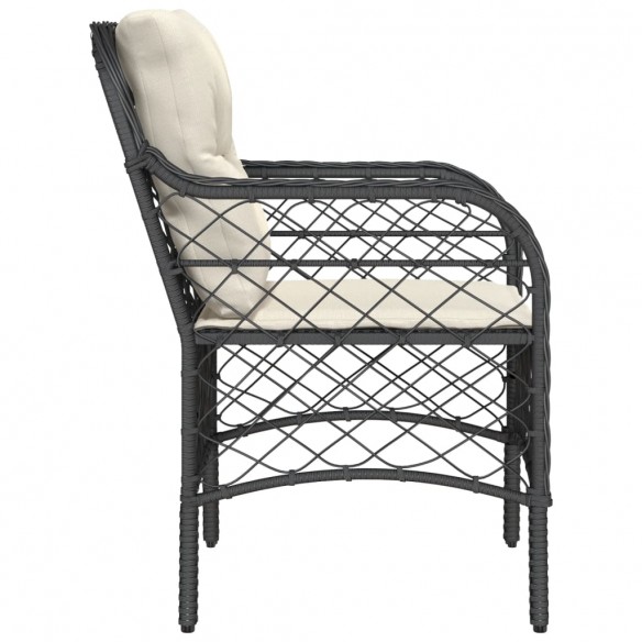 Chaises de jardin avec coussins 2 pcs noir résine tressée