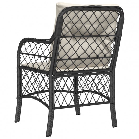 Chaises de jardin avec coussins 2 pcs noir résine tressée