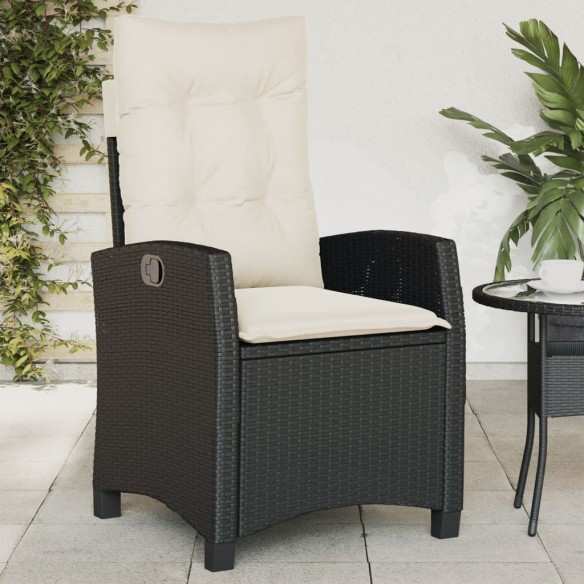 Chaises inclinables de jardin lot de 2 et coussins noir rotin