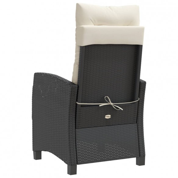 Chaises inclinables de jardin lot de 2 et coussins noir rotin