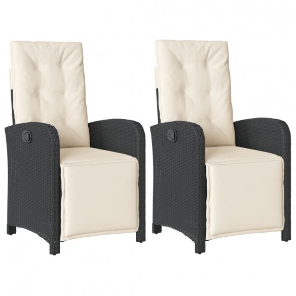 Chaises inclinables de jardin lot de 2 repose-pied noir rotin