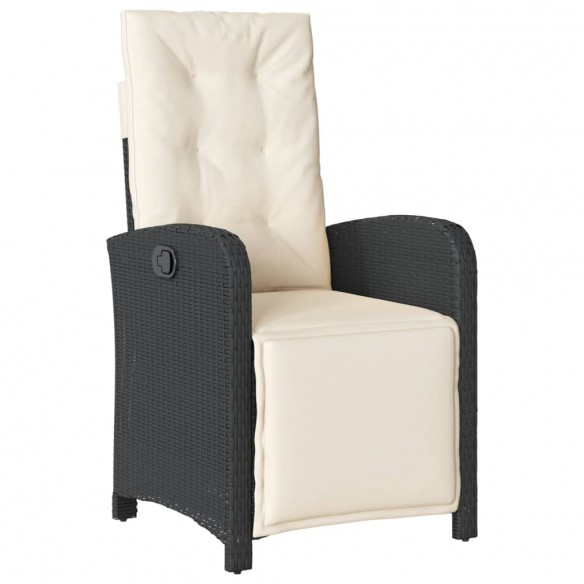 Chaises inclinables de jardin lot de 2 repose-pied noir rotin