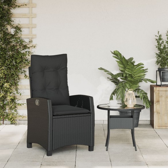 Chaise inclinable de jardin avec coussins noir résine tressée