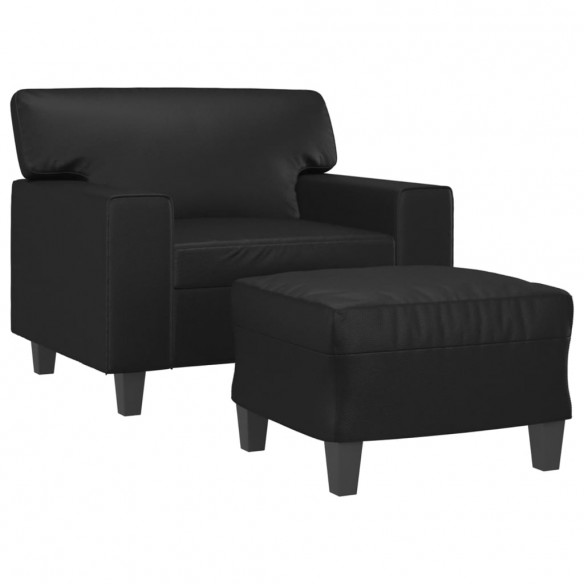 Fauteuil avec repose-pied Noir 60 cm Similicuir