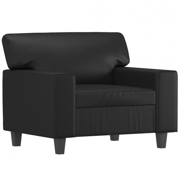 Fauteuil avec repose-pied Noir 60 cm Similicuir