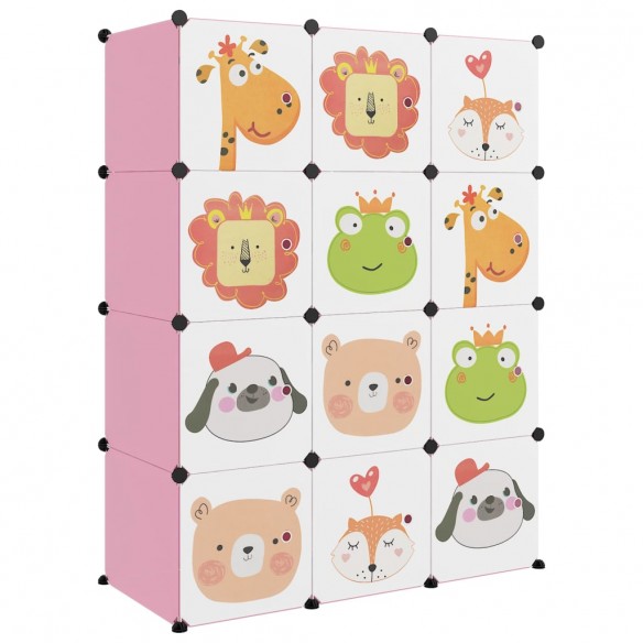 Armoire de rangement pour enfants avec 12 cubes Rose PP