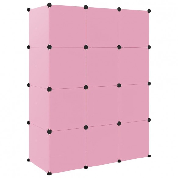 Armoire de rangement pour enfants avec 12 cubes Rose PP