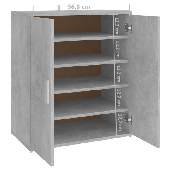 Armoire à chaussures Gris béton 60x35x70 cm Aggloméré