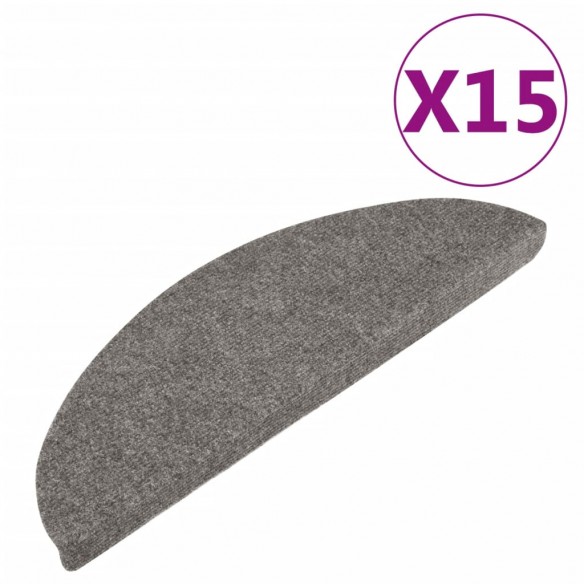 Tapis d'escalier autocollants 15 pcs 56x17x3 cm Gris