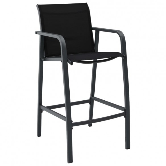 Chaises de bar de jardin 2 pcs Noir Textilène