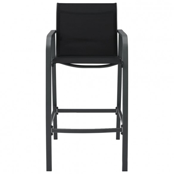 Chaises de bar de jardin 2 pcs Noir Textilène