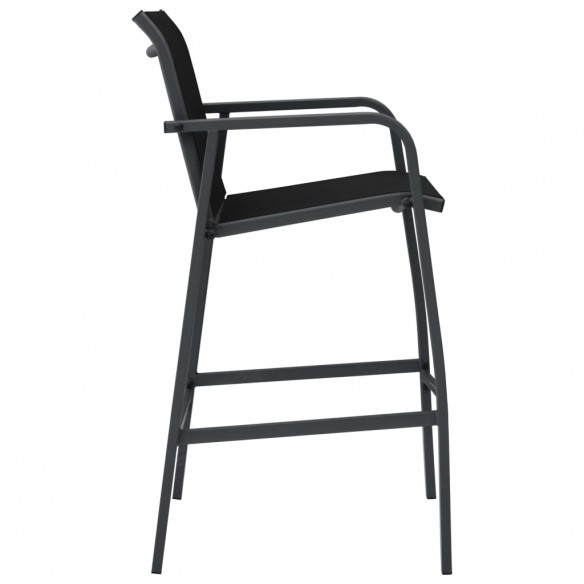 Chaises de bar de jardin 2 pcs Noir Textilène