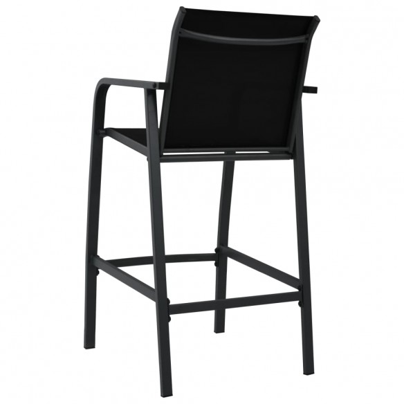 Chaises de bar de jardin 2 pcs Noir Textilène