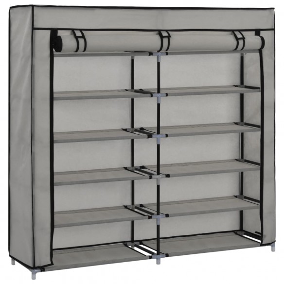 Armoire à chaussures avec housse Gris 115x28x110 cm Tissu