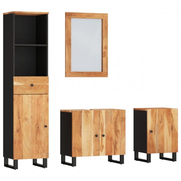 Ensemble de meubles de salle de bain 4 pcs bois massif d'acacia