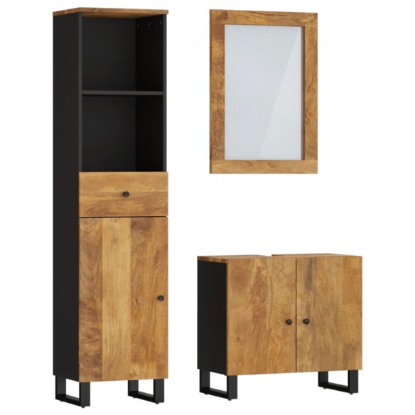 Ensemble de meubles de salle de bain 3 pcs bois manguier massif